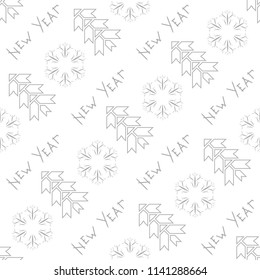 Seamless texture with Christmas tree and snowflakes