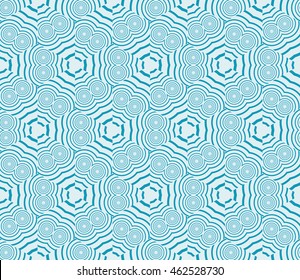Seamless texture of circle. Optical illusion. Vector illustration. For the interior design, printing, web and textile design. Blue color