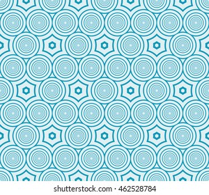 Seamless texture of circle. Optical illusion. Vector illustration. For the interior design, printing, web and textile design. Blue color