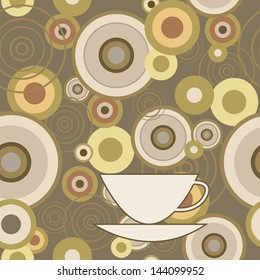 Seamless texture with a circles and cup