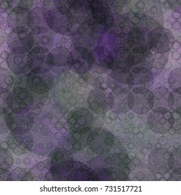 Seamless texture from circles and rings. Violet grey pattern. Abstract vector background for web page, banners, fabric, home decor, wrapping 