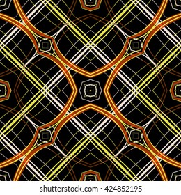 seamless texture with circles, stripes and oranges, abstract pattern, vector art illustration