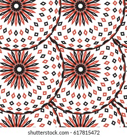 Seamless texture with circular abstraction. Ethnic repetition pattern. Repeated texture. It can be used as wallpaper, printing, wrapping, fabric or background for your blog.
