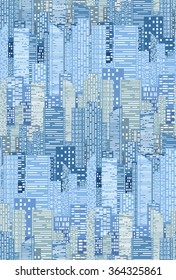 Seamless texture with city buildings and skyscrapers for  backgrounds websites, banners and your design