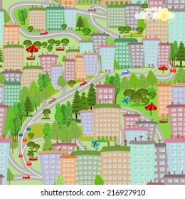 seamless texture with cityscape. summer