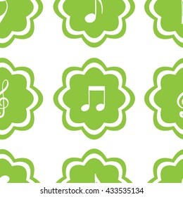 Seamless texture with classical green musical notes