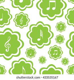 Seamless texture with classical green musical notes
