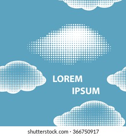 Seamless texture of clouds. Illustration on blue background. Vec