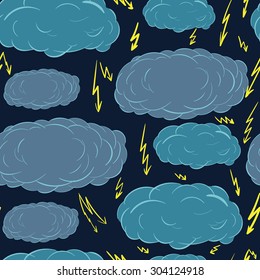 Seamless texture with clouds and lightnings in the sky