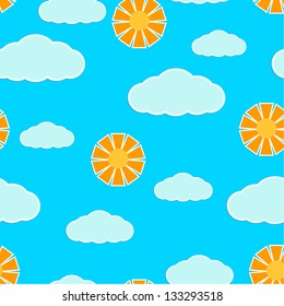 Seamless texture with clouds and sun