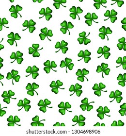 Seamless texture of clover leaves. St Patrick s Day Clover seamless pattern. Vector illustration