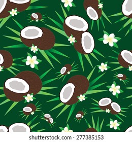 Seamless texture with coconuts. Vector illustration