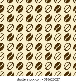 Seamless texture of coffee beans. Contour, graphics. Vector Image.