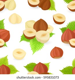 seamless texture with collection of hazelnuts for your design