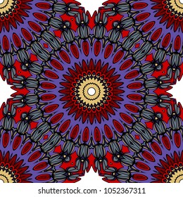 Seamless texture of color floral ornament. For the interior design, printing, web and textile. Vector illustration.