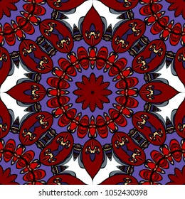 Seamless texture of color floral ornament. For the interior design, printing, web and textile. Vector illustration.