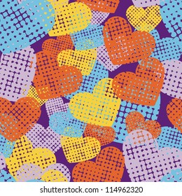 seamless texture with color hearts. Vector illustration