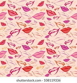 Seamless texture with a lot of color lips prints.