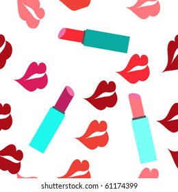 Seamless texture with a lot of color lips prints