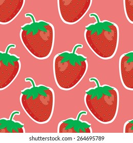 Seamless texture with color strawberry - vector illustration