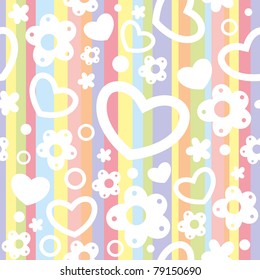 seamless texture with color strips and white shapes