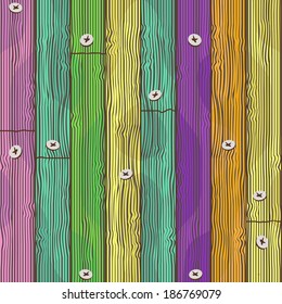 Seamless texture - color timber floor with nails (vector)