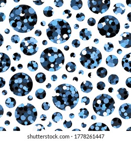 Seamless texture with colored bubbles. Large and small colored circles like childish sweets. Vector festive pattern for wrapping paper or fabric, background and best for your creativity