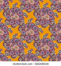 Seamless texture with colored circle pattern for background.