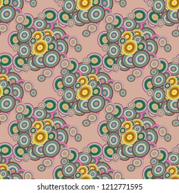 Seamless texture with colored circle pattern for background.