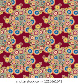Seamless texture with colored circle pattern for background.