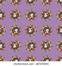 Seamless texture with colored circle pattern for background.