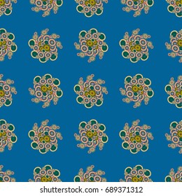 Seamless texture with colored circle pattern for background.