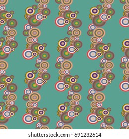 Seamless texture with colored circle pattern for background.