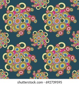 Seamless texture with colored circle pattern for background.