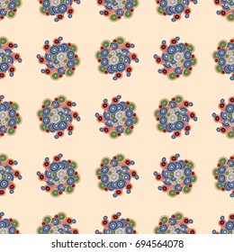 Seamless texture with colored circle pattern for background.