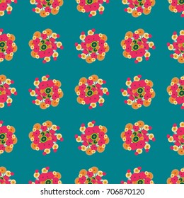 Seamless texture with colored circle pattern for background.