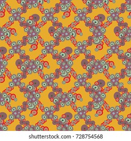 Seamless texture with colored circle pattern for background.