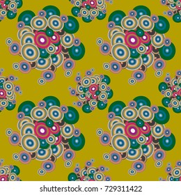 Seamless texture with colored circle pattern for background.