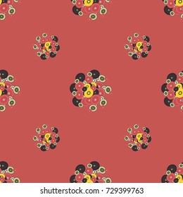 Seamless texture with colored circle pattern for background.