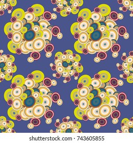 Seamless texture with colored circle pattern for background.