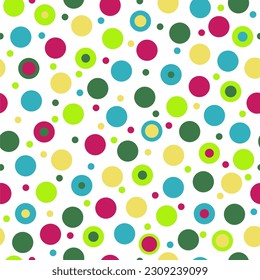 Seamless texture with colored circles and dots pattern for background.