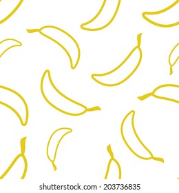 seamless texture of colored contours of bananas on white background