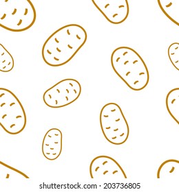 seamless texture of colored contours of potatoes on a white background