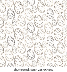 seamless texture of colored contours of potatoes on a white background