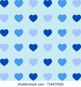 Seamless texture. Colored hearts on a blue background