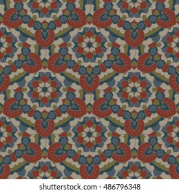 Seamless texture with colored mandalas. Gypsy, Indian, Turkish pattern