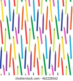 Seamless texture with colored pencils on dark background. Creative vector background for postcards, backgrounds, web sites and your creativity