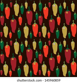 Seamless texture of colored peppers. Vector art