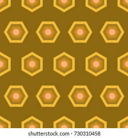 Seamless texture. Colored polygons on a Orange background
