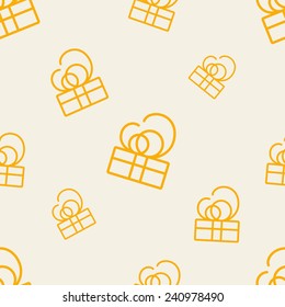 seamless texture of colored silhouette of gifts on a light background